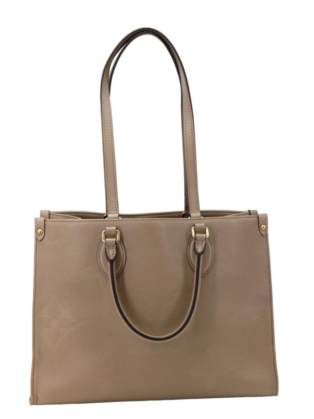 Louis Vuitton  Onthego MM Giant Monogram Empreinte Leather Tote Bag Beige